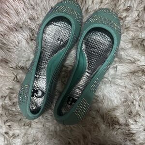 Gianni Bernini  sea foam Green Studded Women's Flats